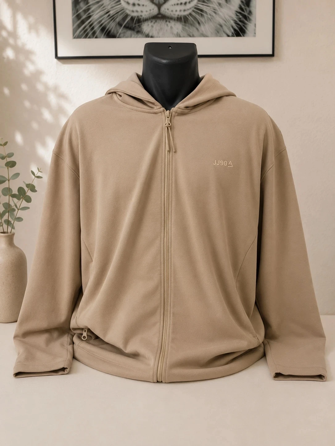 Veste sweat zippée à capuche beige Jack & Jones Core stretch homme XL